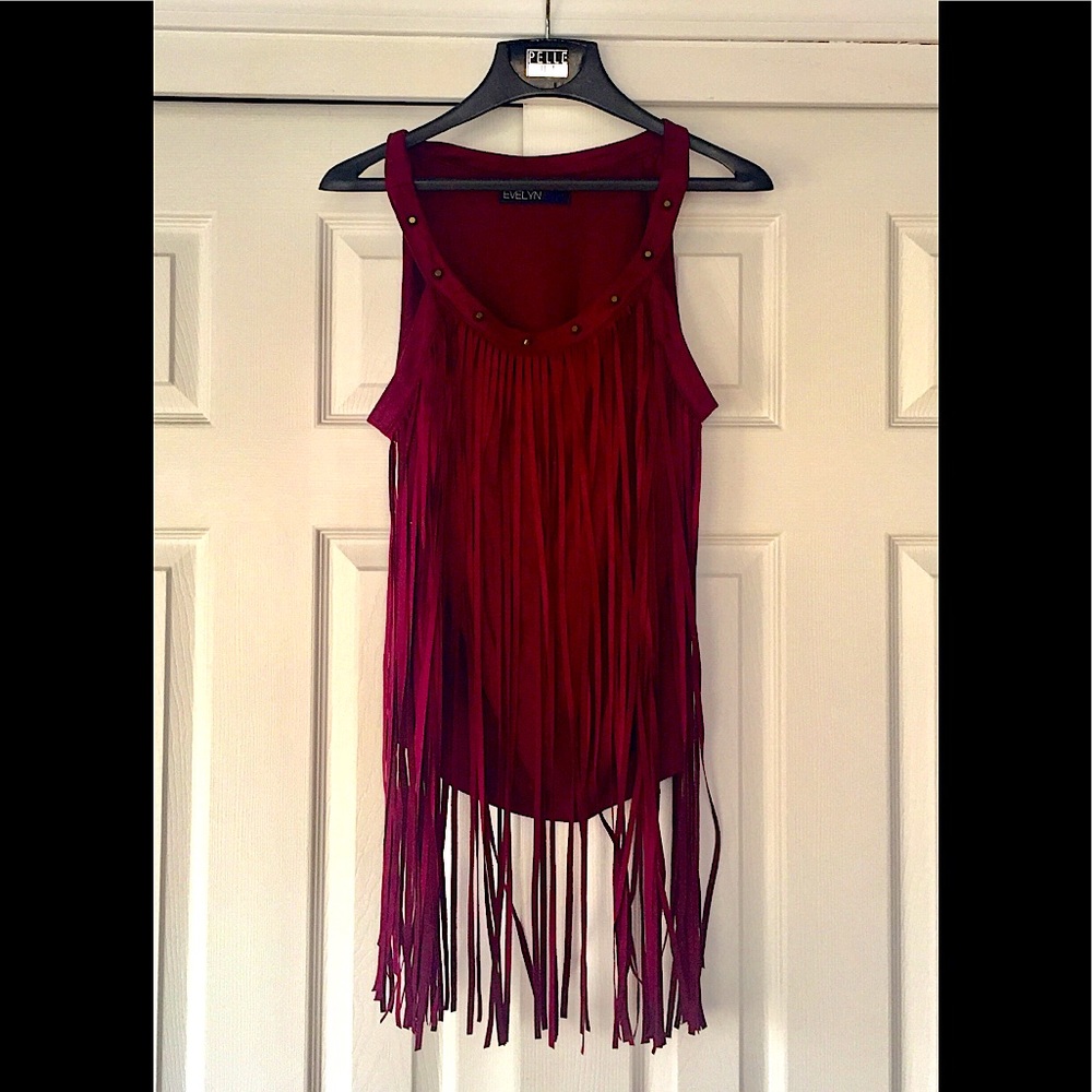 Maroon fringe top